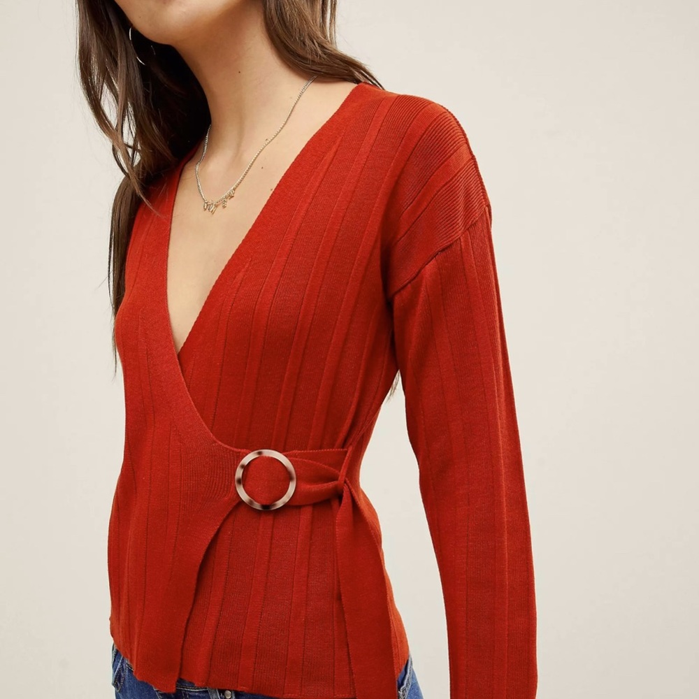 NWT ASOS DESIGN TALL WRAP JUMPER WITH BUCKLE| RUST | Size 6